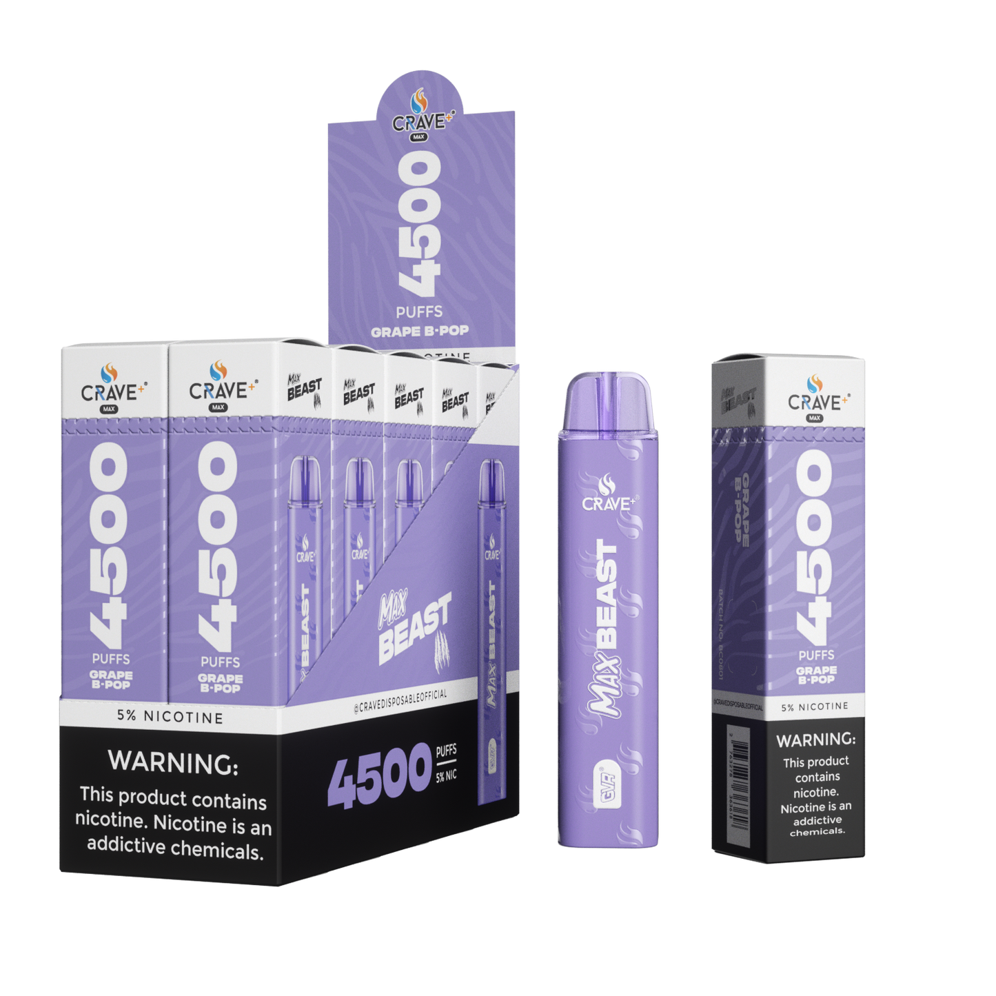 Crave Beast 4500 Puff – Grape B-Pop