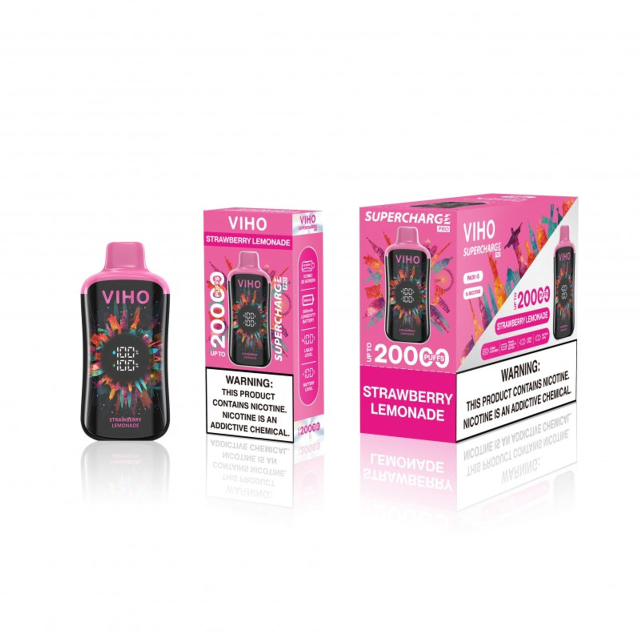 Viho Supercharge Pro 20000 Puff – Strawberry Lemonade
