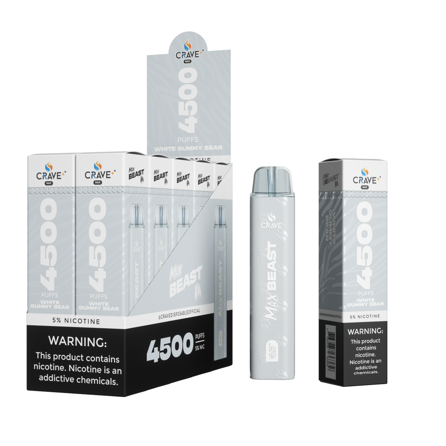 Crave Beast 4500 Puff – White Gummy Ice